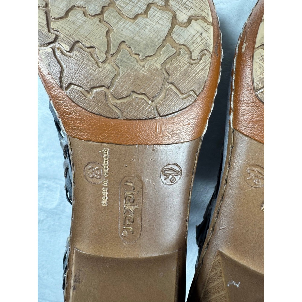 Rieker Sina 39 Woven Leather Slingback Sandals Women's 8.5 Gray Slip-On Comfort - Picture 12 of 12